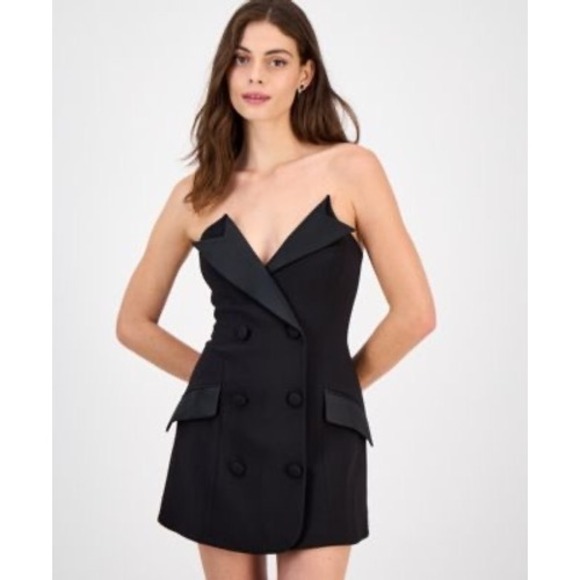 Bardot Dresses & Skirts - Bardot Arvess Strapless Mini Dress Black Tuxedo Double Breasted Size 4 60070DB
